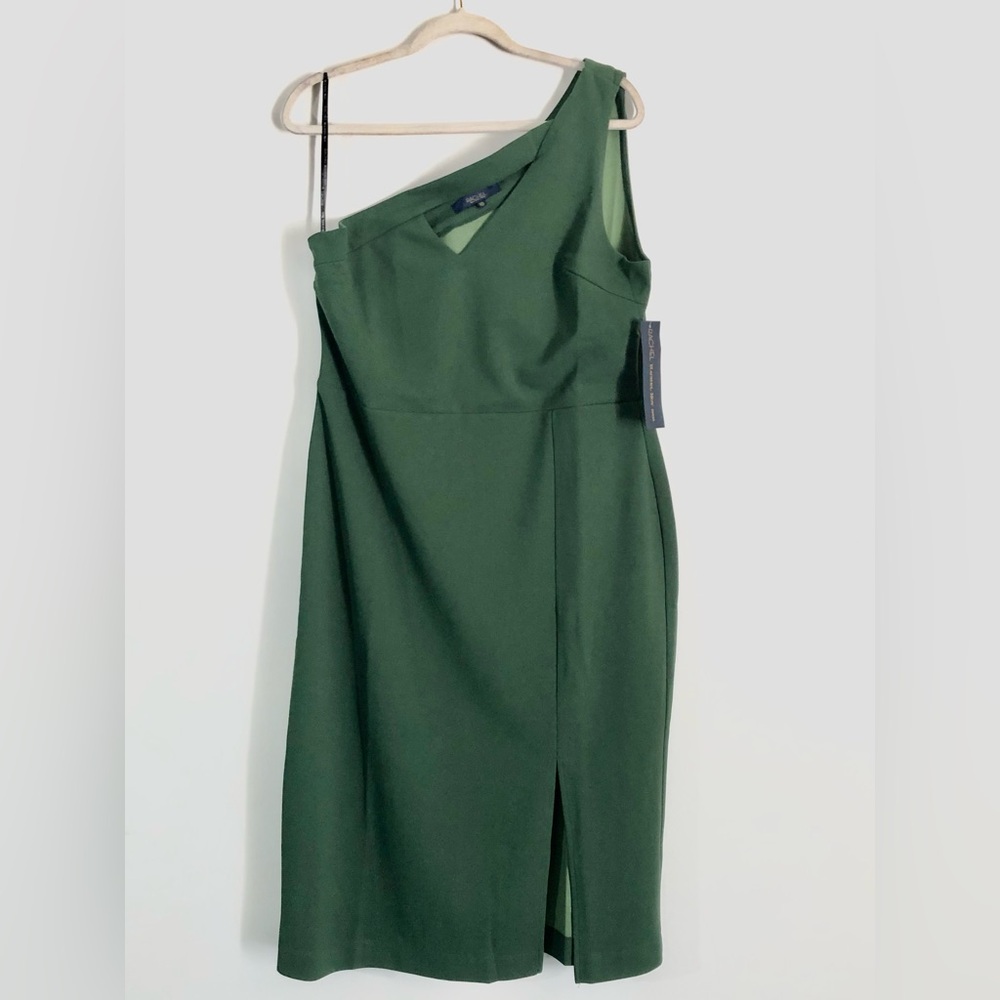 NWT RACHEL Rachel Roy Women’s Green One-Shoulder Sheath Dress With Slit Size XXL